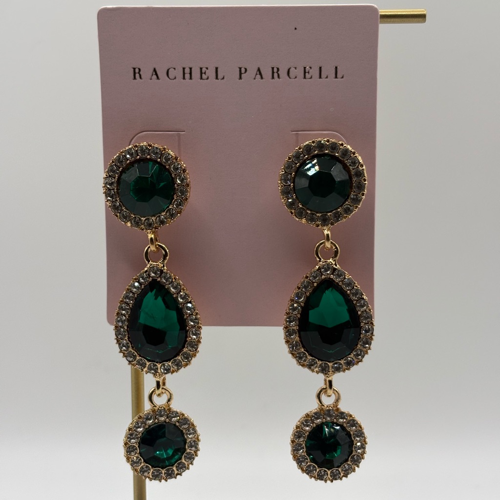 Rachel Parcell Green And Gold Tiered Earrings